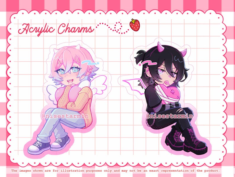 Llaveros acrílicos Ren y [Censurado] - 14 Days With You VN / 14DWY Yandere Visual Novel Charms 1 of Each
