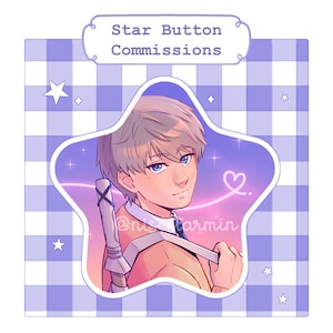 Custom Star Button Pin Commissions | Original Characters OC & Fanart