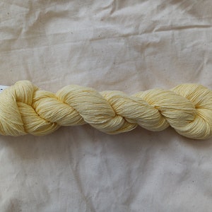 Cotton butter yellow reclaimed, recycled yarn in fingering, sock, baby, 4 ply weight. Zero-waste image 5