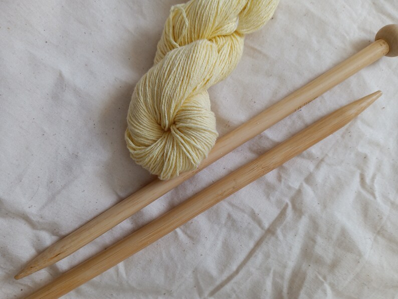 Cotton butter yellow reclaimed, recycled yarn in fingering, sock, baby, 4 ply weight. Zero-waste image 2