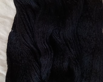 Merino Wool Black reclaimed, recycled yarn in fingering, sock, baby, super fine, 4 ply weight. Zero-waste