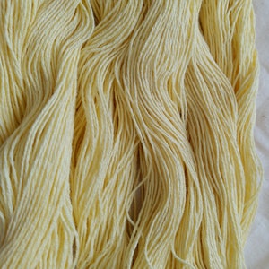 Cotton butter yellow reclaimed, recycled yarn in fingering, sock, baby, 4 ply weight. Zero-waste image 1