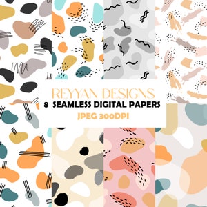 8 Boho Seamless Digital Papers, Boho Scrapbook Paper, Boho Backgrounds, Commercial Use Digital Paper, Boho Patterns, Digital Patterns