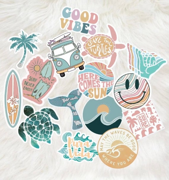 BEACH STICKER PACK Waterproof Stickers Beach Stickers Aesthetic