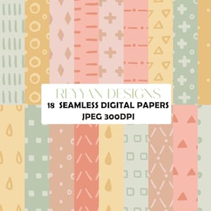 Abstract Retro Digital Papers, Commercial use, Instant Download, Digital Pattern, Hippy Pattern, Scrapbook Paper, Hippie