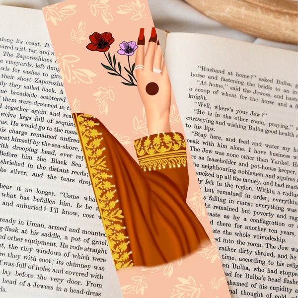 Desi Bookmark Desi Art Desi Gift Aesthetic Bookmark Books Bookmarks Bookworm Henna Hand Bookmark Cultural Bookmark Gift for books