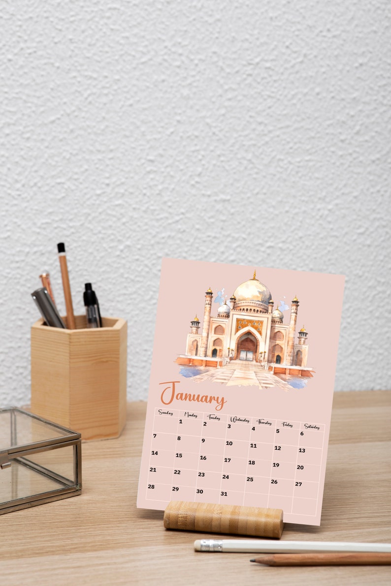 2024 Calendar Calendar With Wooden Stand Mini A6 Desk Etsy 2024 Calendar Calendar With Wooden Stand Mini A6 Desk Etsy