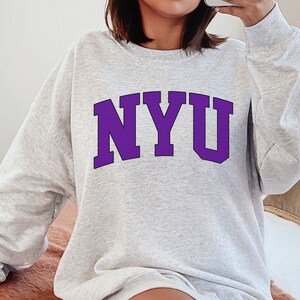 Nyu Embroidered Sweatshirt Etsy