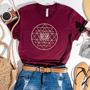 Sri Yantra Tee, Flower Of Life Shirt, Metatron&#39;s Cube, Psychedelic Shirt, Sacred Geometry, Psychedelic,Platonic Solids