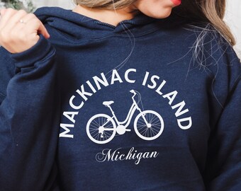 Mackinac Island Hoodie,Bike Mackinac, Mackinac Shirt, Michigan Crewneck Gift, Vintage Michigan Vacation, Michigan home, Michigan trip