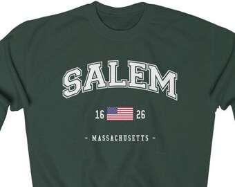 Camiseta de Salem, Camiseta de Massachusetts, Sudadera vintage de cuello redondo, Brujas de Salem, Camiseta de Halloween, Sudadera de Salem, Camiseta vintage, Sudadera vintage