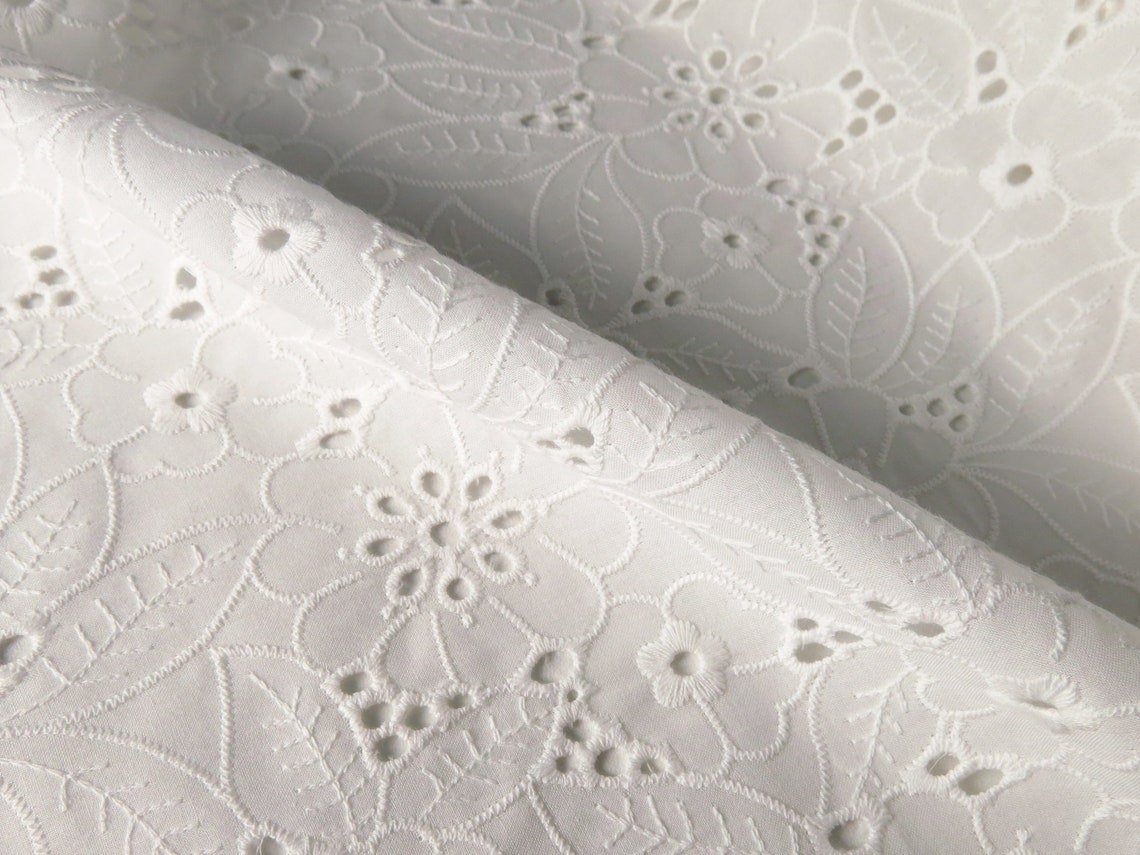 Broderie Anglaise Floral White 0.5m Cotton Eyelet Fabric | Etsy
