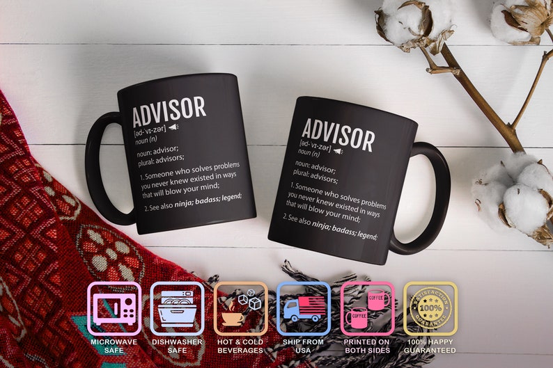 Funny Academic Advising Mug Academic Advisor Gift from Student Advisor Noun Meaning Jobs Coffee Mug Financial Advisor Mug