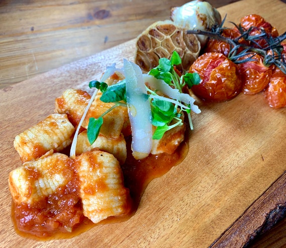 Gnocchi Board by Crafted Home Goods - Hand Crafted in USA of American Grown Walnut - Solid Wood Gnocchi Paddle with Garganelli Stick - Cavatelli Pasta