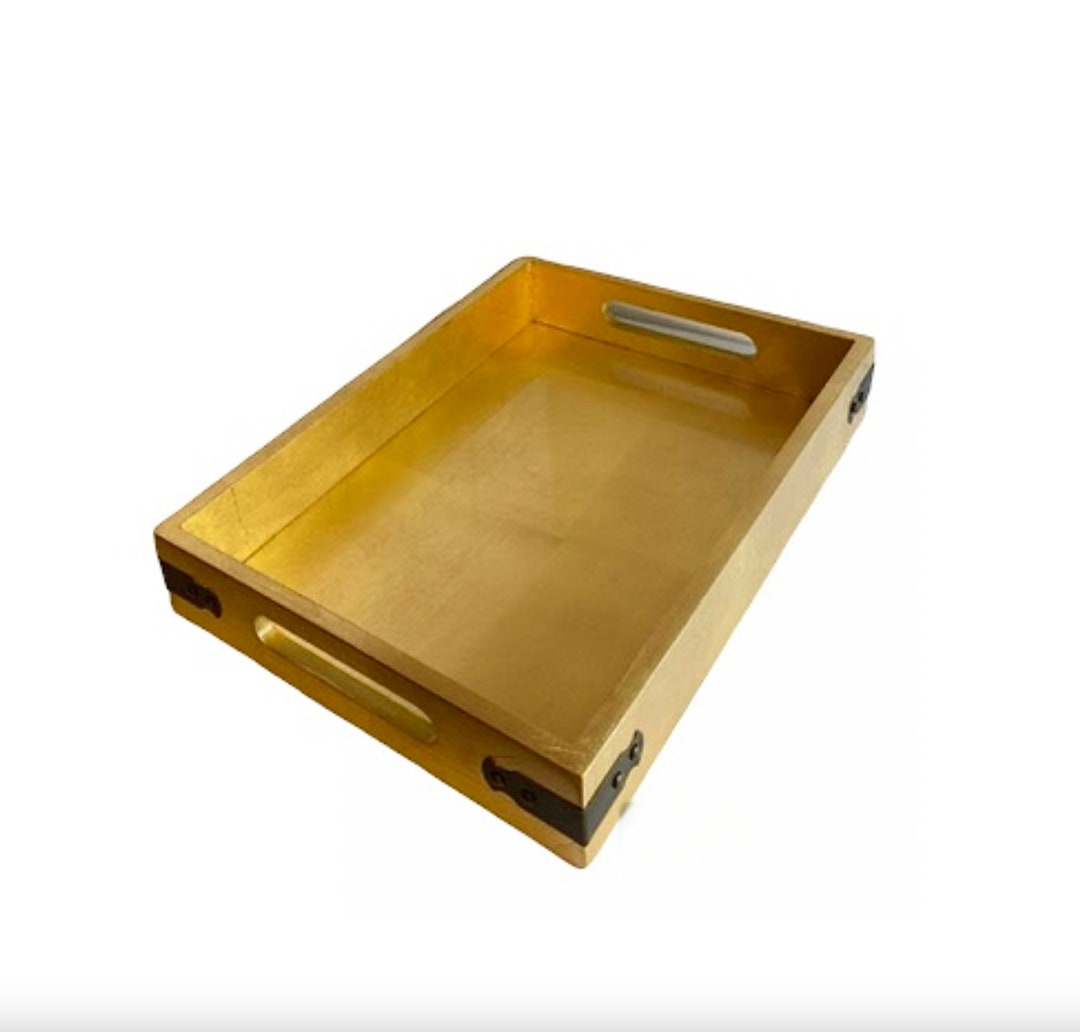 Gold Serving Tray With Handles, Gold Tray, Serving Tray, Bar Cart Tray