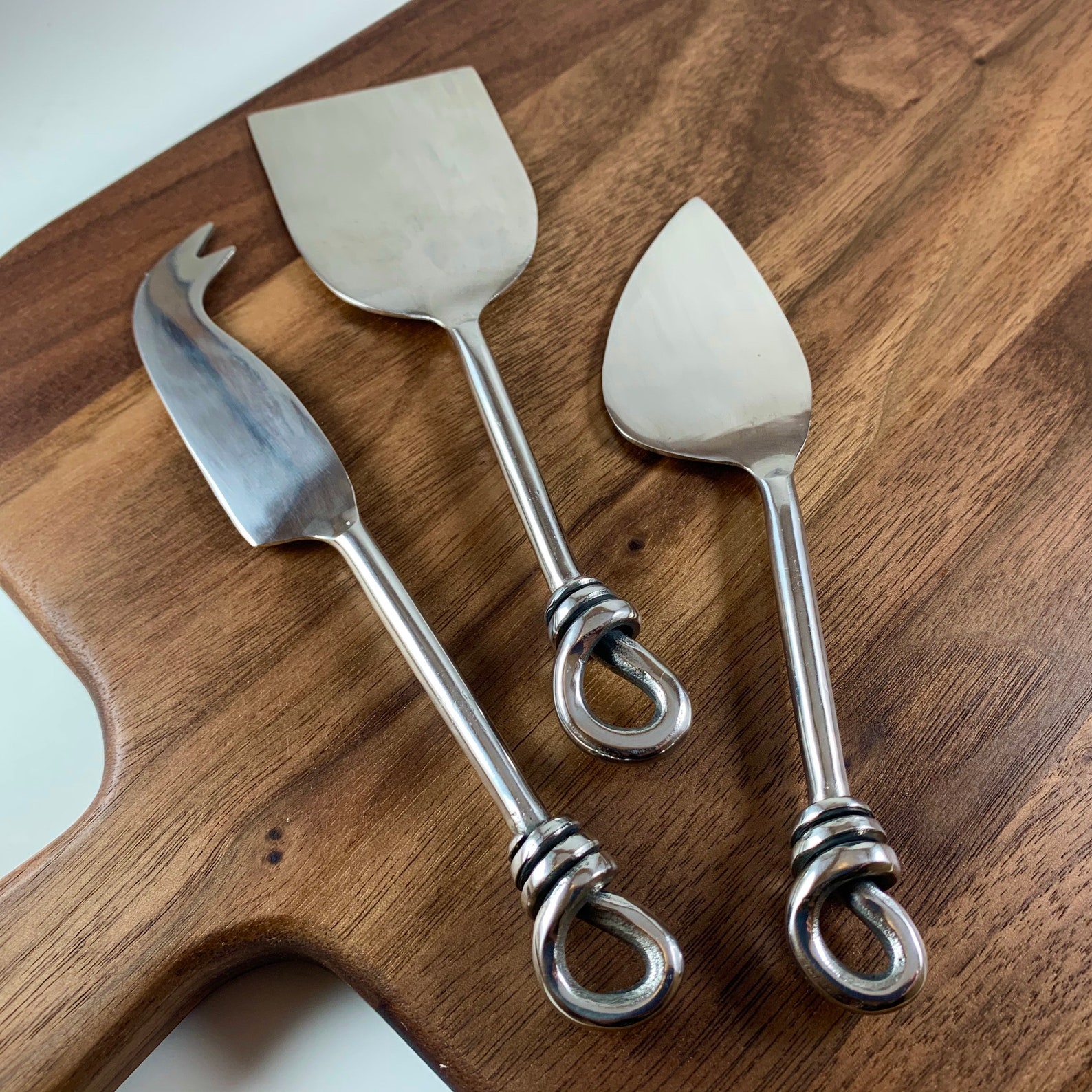 Set of 3 Stainless Steel Hand-Crafted Cheese Knives