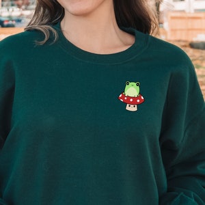 Frog Sweater Frog Woodland Mushroom Jumper Frog Lover Frog Gift Adorable Frog Sweatshirt