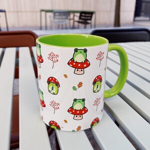 cute frog mug kawaii frog woodland mushroom mug gift birthday present frog gift mug