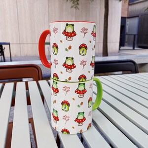 cute frog mug kawaii frog woodland mushroom mug gift birthday present frog gift mug
