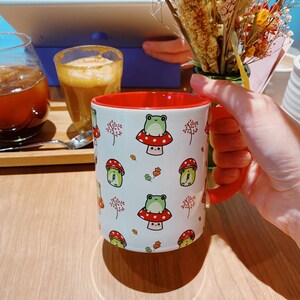 cute frog mug kawaii frog woodland mushroom mug gift birthday present frog gift mug