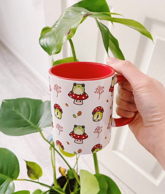 Cute Frog Mug Kawaii Frog Woodland Mushroom Mug Gift Birthday Present Frog  Gift Mug 