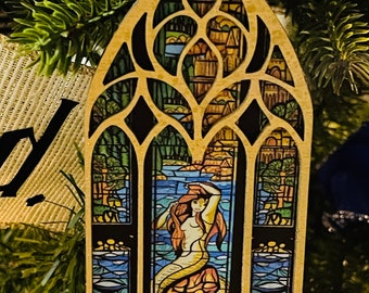 Wizard School, Mermaid Bathroom, Christmas Ornament, Stained Glass Window