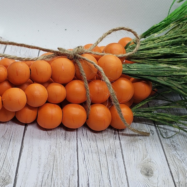 Farmhouse Carrots Wooden Beads | Tier Tray Easter Carrots | Coffee Bar | Spring Tray Filler | Accents  | Primitive Easter