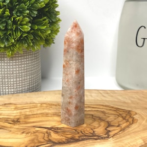 Sunstone Tower - 3.7&quot; Flashy Sunstone - Orange Sunstone Tower - Sunstone Tower Point Generator - Natural Gold Sunstone - Sunstone Point