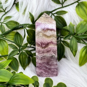 Pink Fluorite Tower - Magenta Pink Rainbow Fluorite Generator - 3.41&quot; Pink Yellow Fluorite Pyramid Tower - 168g Magenta Pink Fluorite Tower