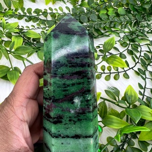 Ruby Zoisite Tower - 4.88&quot; Ruby Zoisite Generator - High Quality Ruby in Zoisite Crystal Point - Large Ruby Zoisite Obelisk - 446g
