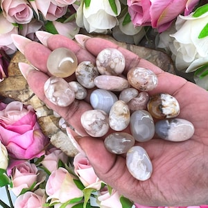 Flower Agate Tumble Stone - Tumbled Flower Agate - Flower Agate Tumbled - Flower Agate Pebble - Sakura Agate Tumble - Cherry Blossom Tumble