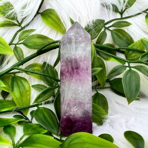 Pink Fluorite Tower - Magenta Pink Fluorite Generator - 3.12&quot; Pink Fluorite Point - 92g Magenta Pink Purple Fluorite Tower - Fluorite Wand