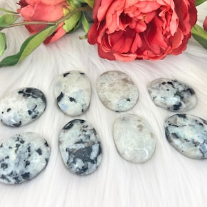 Rainbow Moonstone Palm Stone - Rainbow Moonstone Palmstone -  Rainbow Moonstone Crystal Palm Stone - Polished Rainbow Moonstone Worry Stone