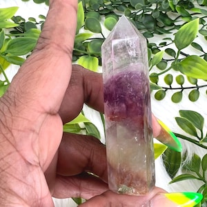 Watermelon Fluorite Tower - Pink Rainbow Fluorite Generator - 3&quot; Watermelon Rainbow Fluorite Point - 66g Pink Watermelon Fluorite Obelisk