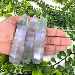 Lavender fluorite tower - lavender fluorite generator - skinny yttrium fluorite point - lavender fluorite obelisk - yttrium fluorite wand