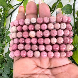 Pink rhodonite bracelet - 8mm rhodonite gemstone bracelet - natural pink rhodonite crystal bracelet - quality pink rhodonite beaded bracelet