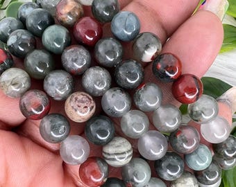 Bloodstone bracelet - 8mm bloodstone gemstone bracelet - african bloodstone crystal bracelet - bloodstone beaded bracelet - healing jewelry