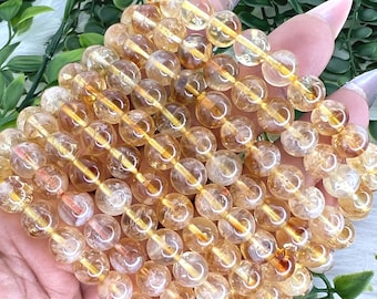 Citrine bracelet - high quality citrine bracelet - 8mm genuine citrine crystal beaded bracelet - prosperity abundance money bracelet
