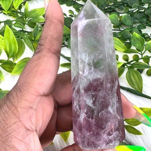 Watermelon Fluorite Tower - Pink Rainbow Fluorite Generator - 3.45&quot; Watermelon Rainbow Fluorite Point - 138g Watermelon Fluorite Obelisk