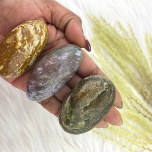 Ocean Jasper Palm Stone - Ocean Jasper Palmstone - SELECT ONE - Orbicular Ocean Jasper - Green Ocean Jasper - Druzy Ocean Jasper Shiva