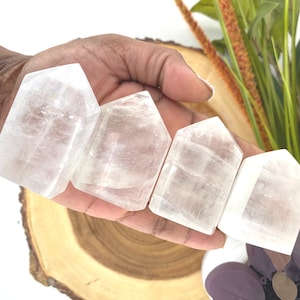 Optical Calcite Tower - Iceland Spar Optical Calcite Tower - AAA Optical Calcite Towers with Rainbows - Clear Calcite Tower Point - 4 Sizes