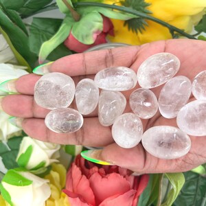 Clear Quartz Tumble Stone - Tumbled Clear Quartz Stone - Clear Quartz Tumbled Stone - Polished Quartz Pebble Pocket Clear Quartz Palm Tumble