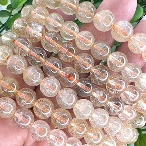 Rutilated Quartz Bracelet - 9MM Rutile Quartz - Golden Rutilated Quartz Bracelet - Rutile Beaded Bracelet - Rutile Healing Gemstone Jewelry