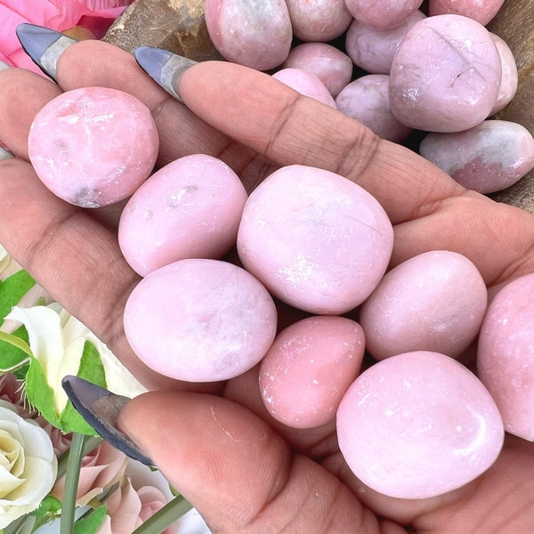 Pink opal tumble stone - tumbled pink opal stone - high quality pink opal tumbled stone - polished pink opal pebble - pink opal pocket stone