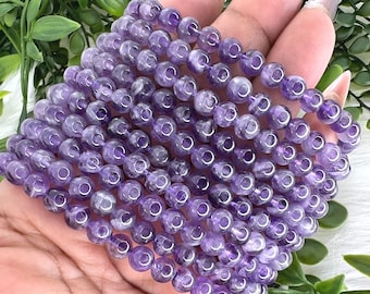 Amethyst bracelet - 6mm amethyst gemstone bracelet - dream amethyst crystal bracelet - chevron amethyst beaded bracelet - amethyst jewelry