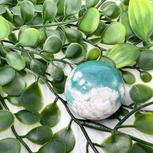Green flower agate sphere - high quality green flower agate crystal ball - 1.3&quot; flower agate polished sphere - 33mm green flower agate orb