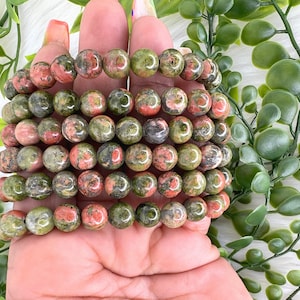 Unakite bracelet - 8mm unakite gemstone bracelet - high quality unakite crystal bracelet - unakite beaded bracelet - healing unakite jewelry
