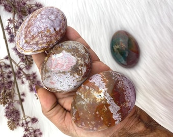 Pink ocean jasper palm stone - ocean jasper palmstone - select one - orbicular ocean jasper - pink ocean jasper - unique ocean jasper