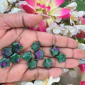 Ruby zoisite mini crystal star - ruby zoisite star - 0.6" ruby zoisite crystal star carving - 15mm anyolite star - anyolite mini star