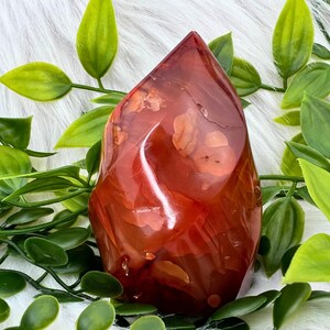 Carnelian Flame - UNIQUE Carnelian Crystal Flame Carving - 232g Red Carnelian Polished Flame - 77MM Carnelian Flame - Carnelian Spiral Tower